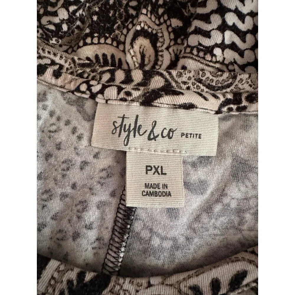 Style & Co Soft midi dress black and tan pattern floral size PXL - Picture 5 of 6